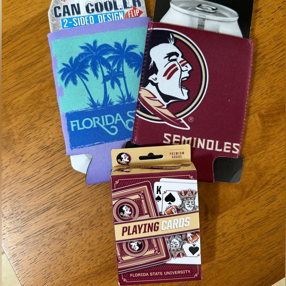 Florida State Seminoles Can Coolers and Playing Cards Set